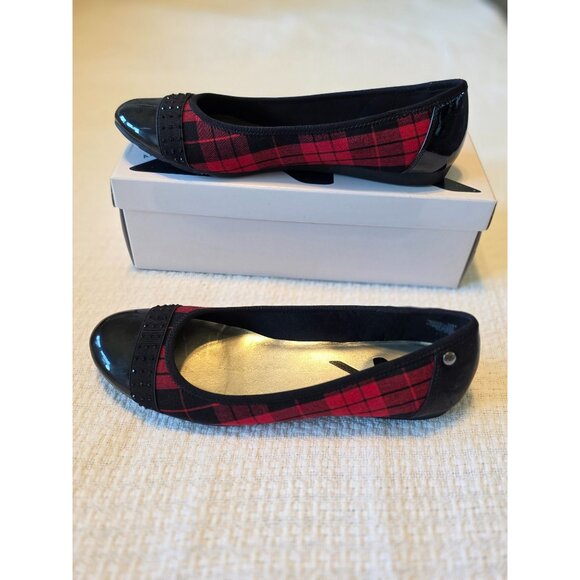 Anne Klein Sport Black & Red Plaid Flats Size 10 M With Box - Picture 8 of 13